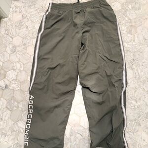 Vintage Abercrombie & Fitch Men's Grey Joggers with zippered ankle